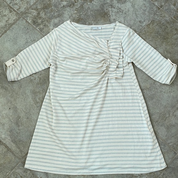 Jacqueline Riu Cream and Silver Striped Tunic - Picture 1 of 8